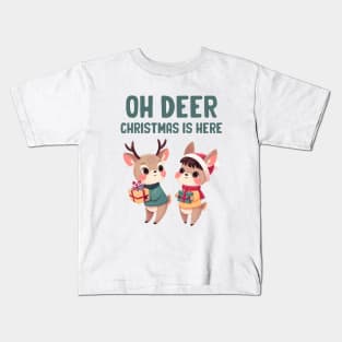 Oh Deer Christmas is Here Kids T-Shirt